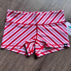 WODBOTTOM Holiday White and Red Stripe Shorts - Size Small